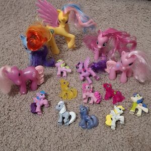 Preowned My Little Pony Multicolor Plastic Figure Toy Lot Ponies 15 Pieces MLP